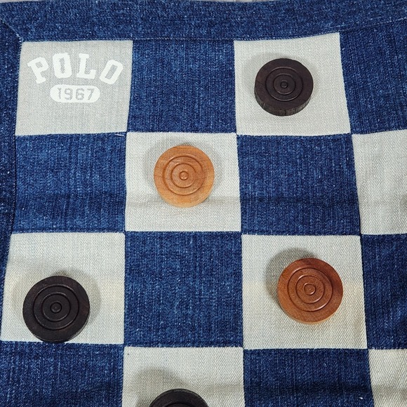 RARE New Polo Ralph Lauren Home Denim Travel Checkers Game Set w/ Carry Bag 1967 - Picture 6 of 9